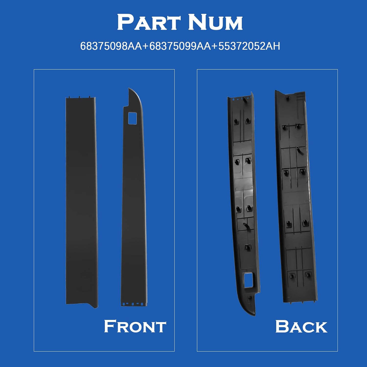 Tailgate Molding Trim 5.7'' Bed Rail Cap Cover Compatible with 2009-2018 Ram 1500 Replaces 68375098AA/ 68375099AA Left&Right Bed Rail Cap