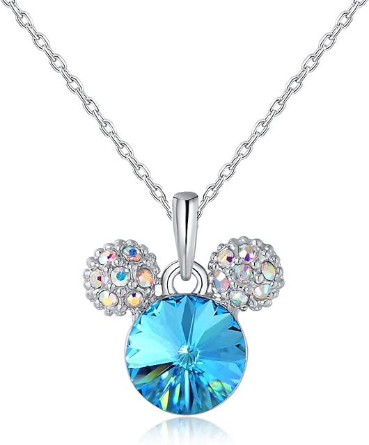 HERMOSO Lovely Mouse Pendant Necklace for Girls/Womens,Made with Crystal, Choker Chain 16+2inch Jewellery Gift