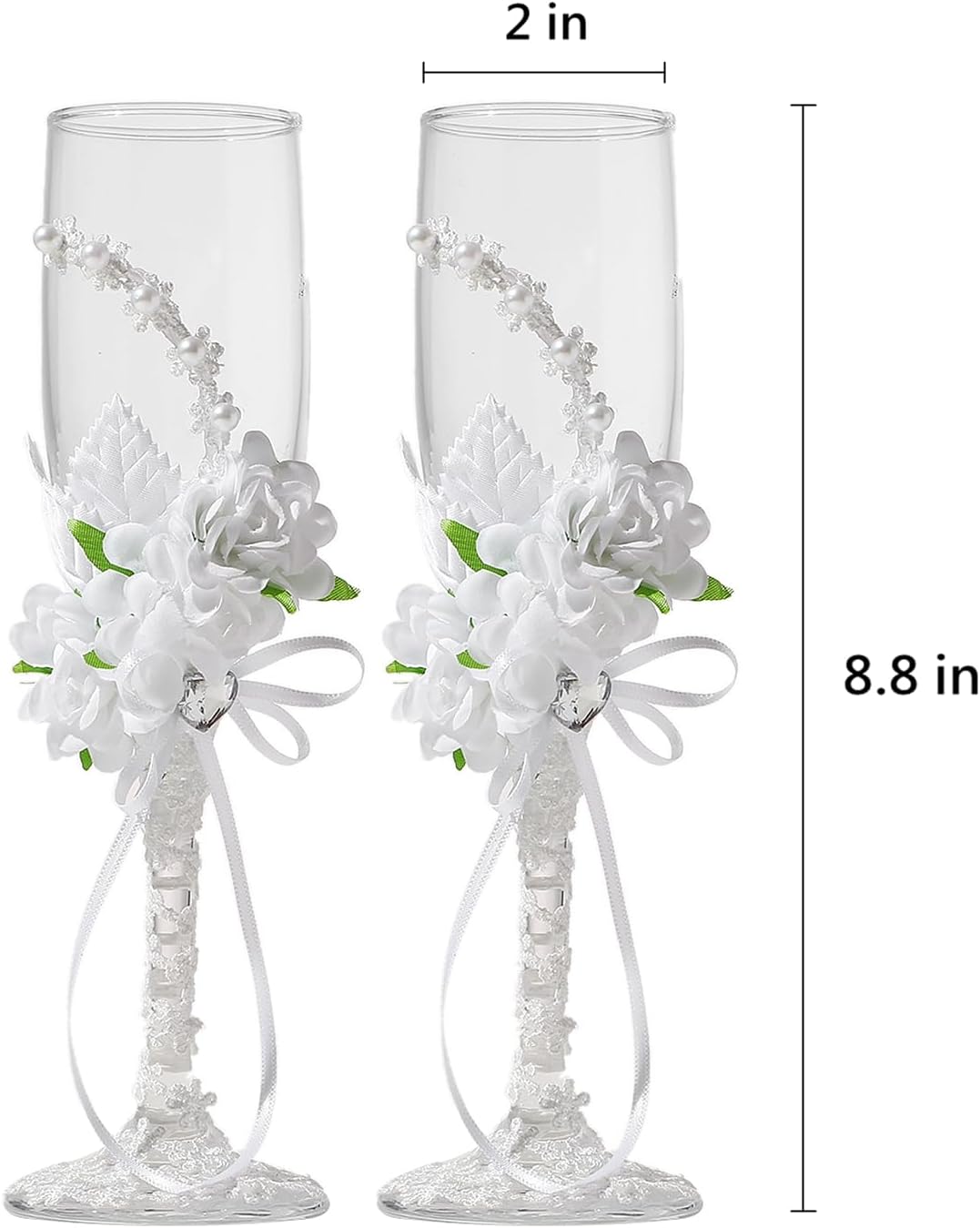 TRUE LOVE GIFT Wedding Champagne Glasses for Bride and Groom Wedding Toasting Flutes - Image 4