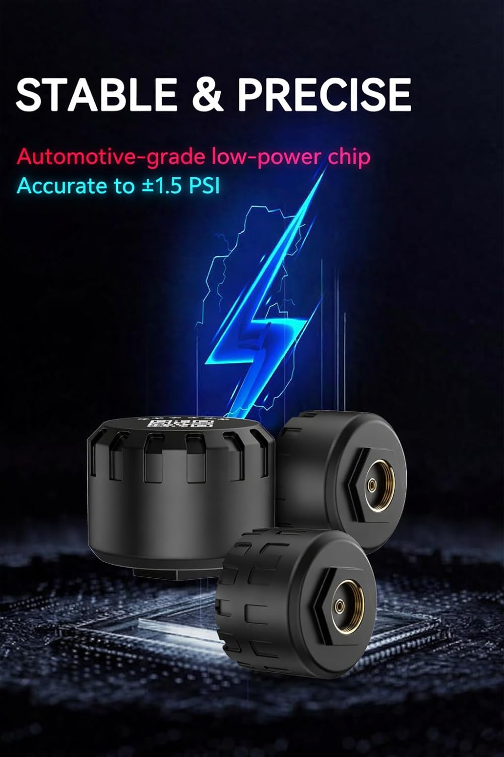 Motorcycle Tire Pressure Monitoring System, Bluetooth TPMS for Motorcycles – Real-Time Tire Pressure & Temperature Monitor with Dual External Valve-Stem Sensors, Waterproof Wireless TPMS (3)
