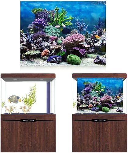 Miniatura 5 de Zerodis Póster adhesivo de PVC con fondo de peces de acuario, papel tapiz de paisaje, decoración de coral subacuático (29.9 x 11.8 in)