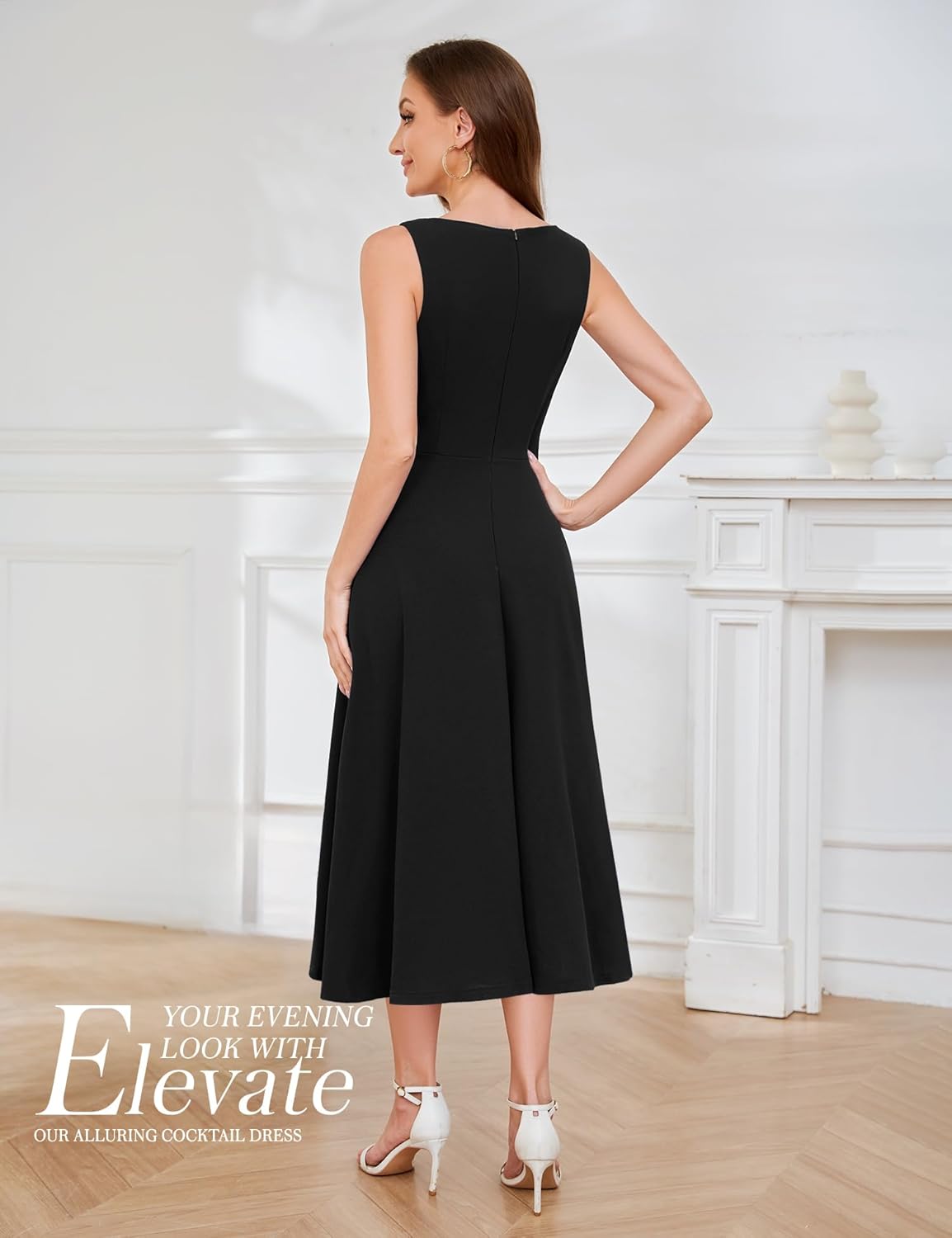 Aupuls Women's High Low Midi Formal Dress V Neck Ruffle Wedding Guest Dresses - Image 4