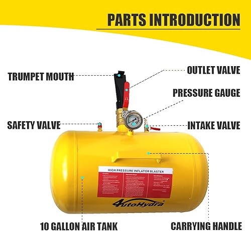 Miniatura 7 de Herramienta de asiento de 10 galones de 145 PSI para neumáticos de aire, inflador de neumáticos para automóvil, camión, tractor, herramienta de