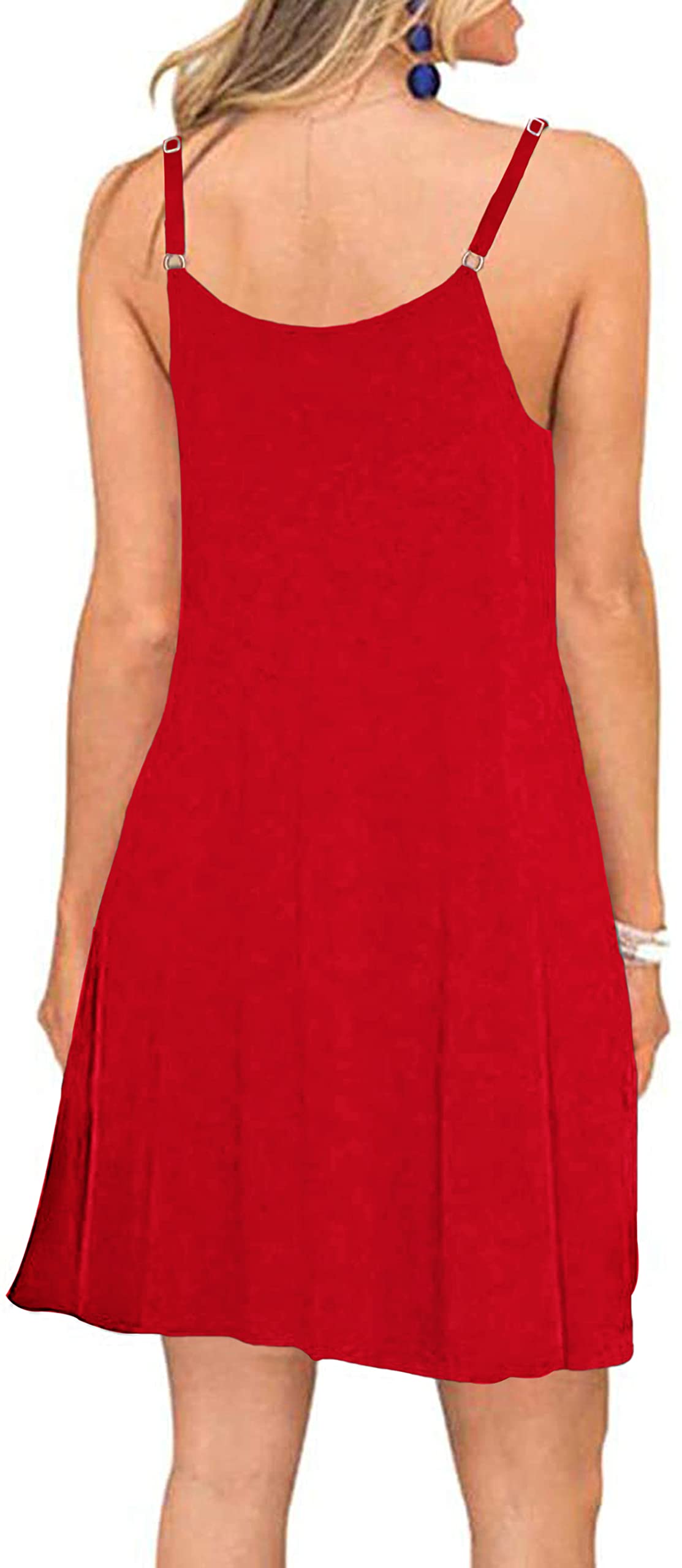 Vestido de verano para mujer, con tirantes delgados, casual, para playa, con bolsillos