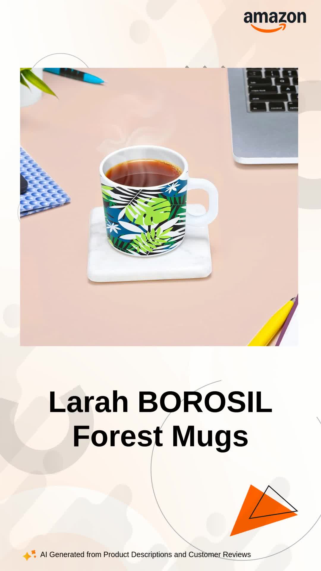 Larah by BOROSIL Forest Opalware Mug, Set of 12 Tea/Coffee Mugs
