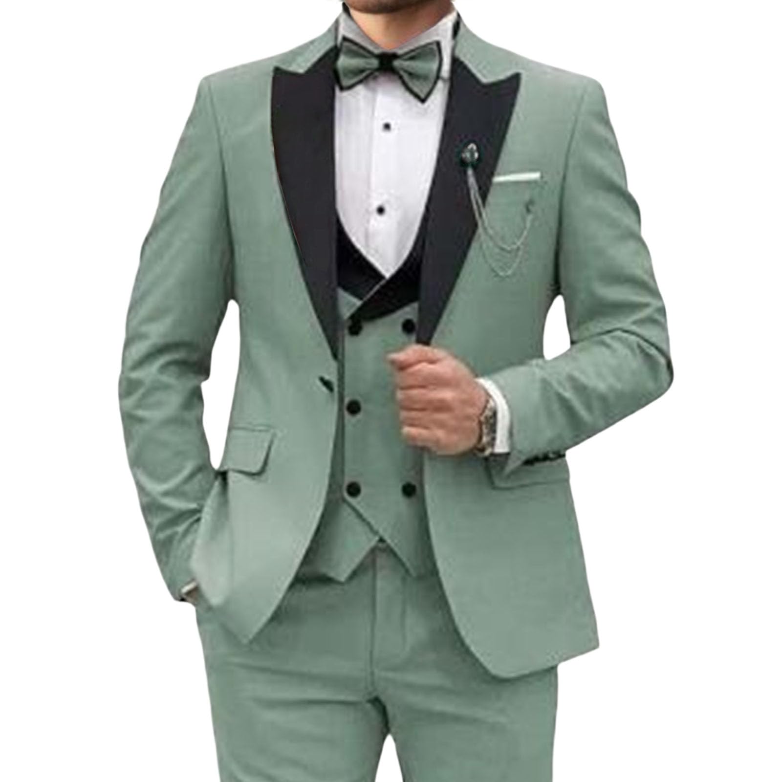 Costume Trois Pièces en Velours pour Homme, Smoking à Un Bouton, Revers Pointus, Veste Gilet Pantalon