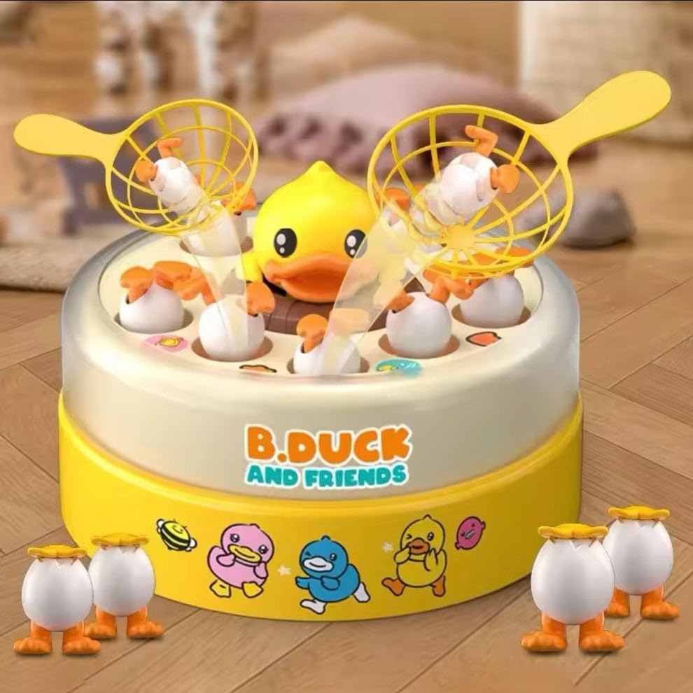 Image of Electric Duck Catching Reflex Game for Kids | Rotating Jumping Duck Board Game with Nets | Interactive Family & Party Game | Reflex & Coordination Play Toy (3+ Years)