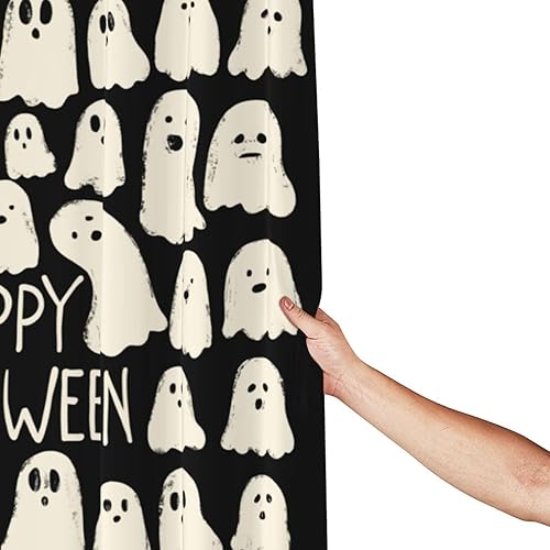 Miniatura 5 de Cortina de ducha de Halloween con diseño de fantasma, impermeable, decoración de baño, 72 x 72 pulgadas, con 12 ganchos