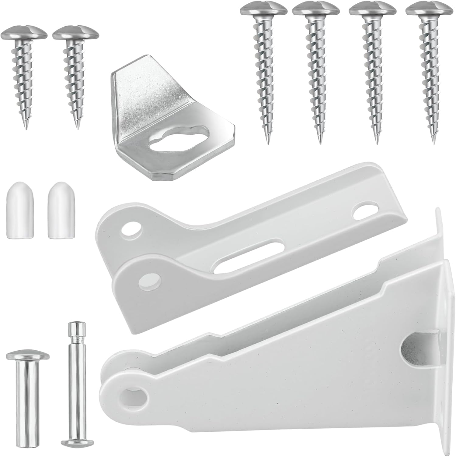 Screen Door Closer Bracket Kits, Storm Door Closer Replacement Parts, Compatible with Wright Products Screen Doors Stopper Parts with Brackets, Pins and Mounting Screws (White)