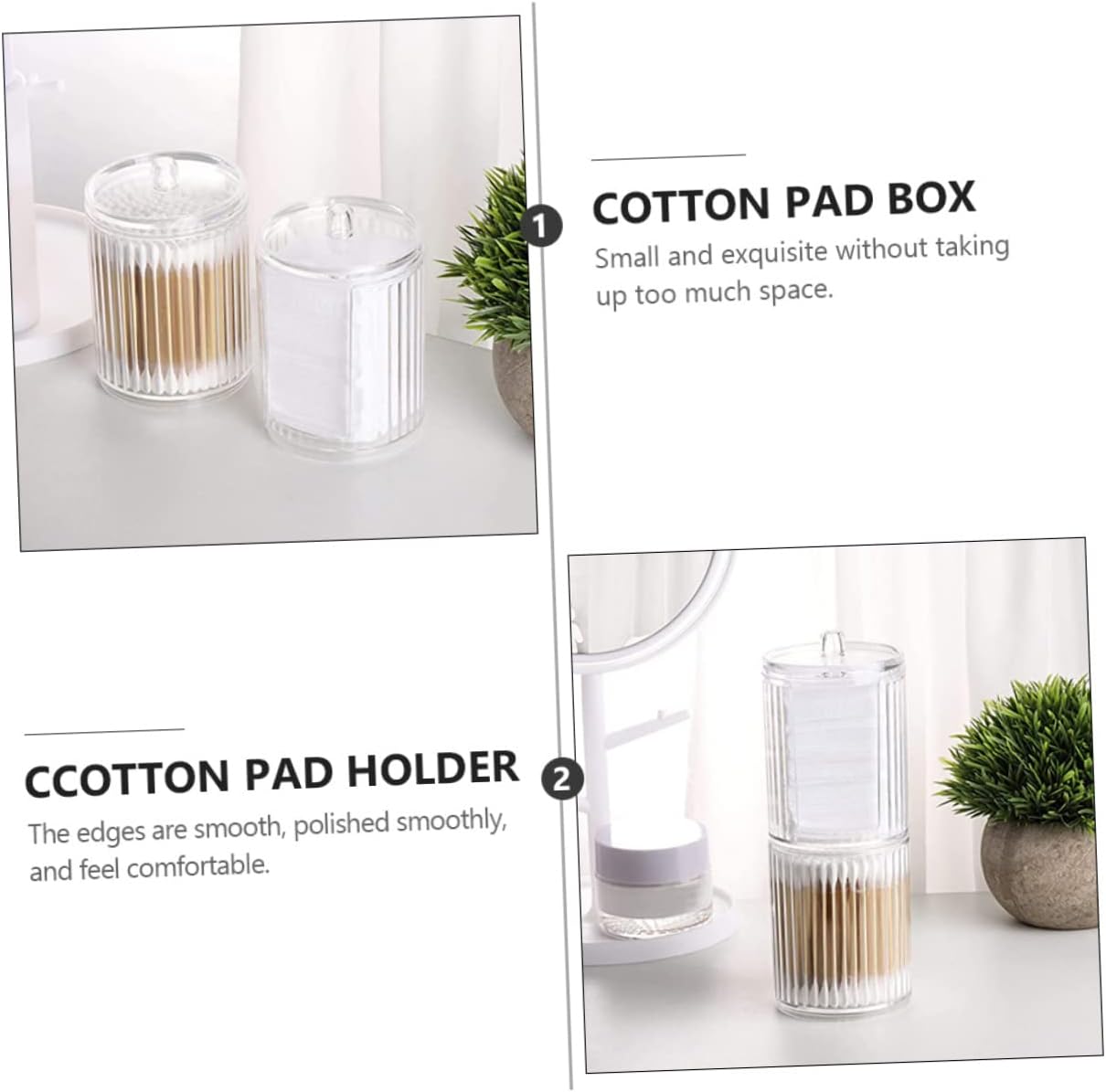 4 pcs Canister Cosmetics Dispenser for Jar Table in- Bathroom Swab and Apothecary Storage Make Transparent Up Organizer Acrylic Pads Container Cotton Countertop in Makeup Modern Boxes