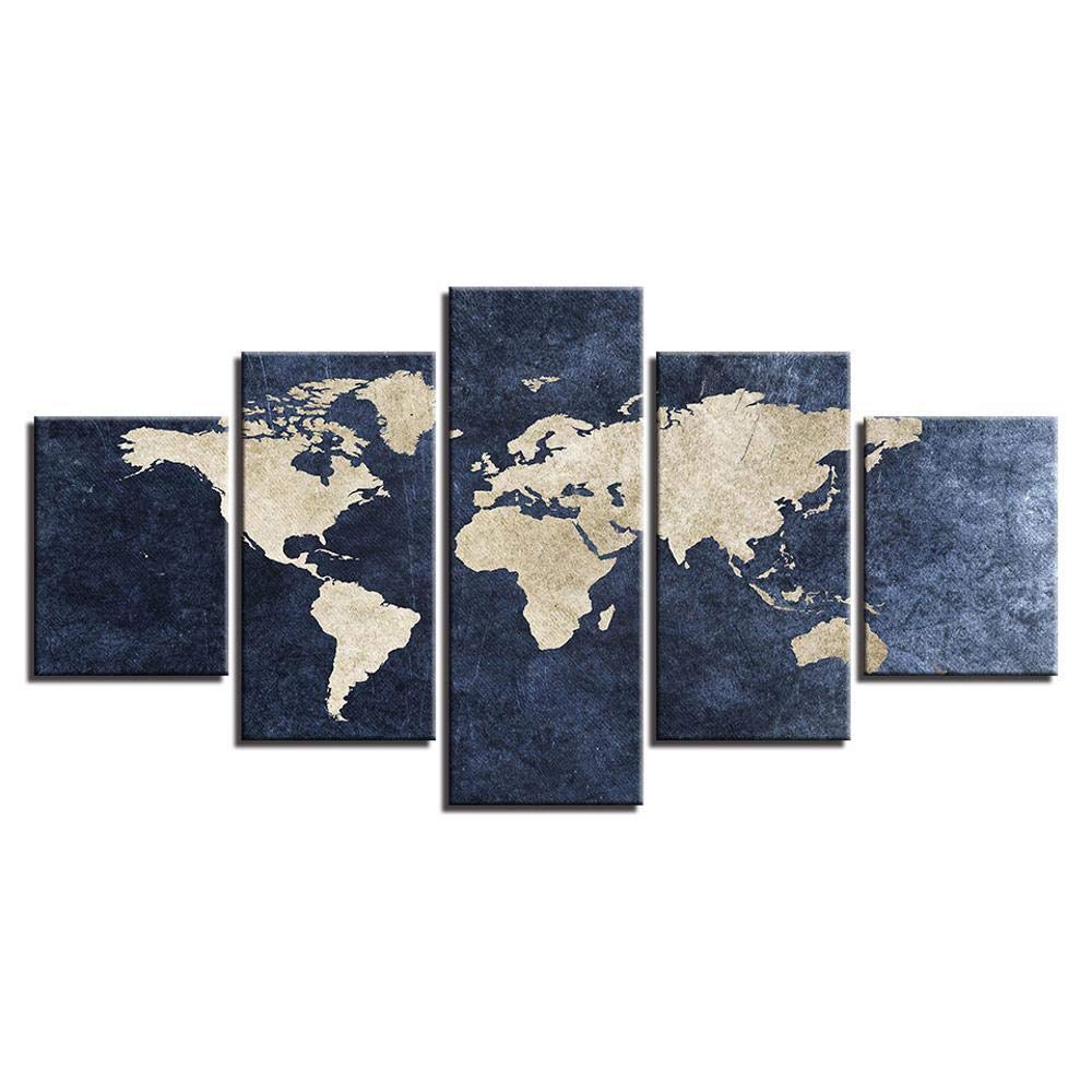 Carte du monde rouge impression HD art spray peinture pour toile murale de salon