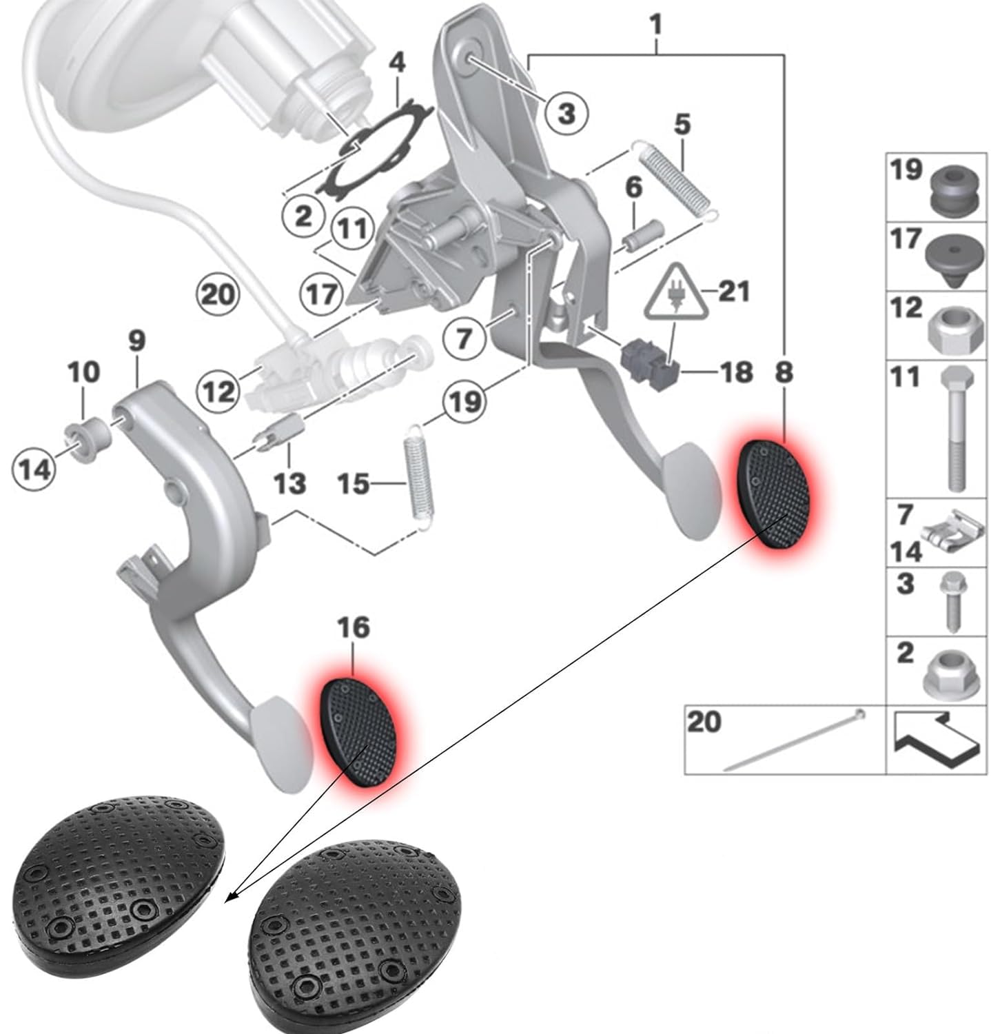 Acceleratore Pedale per 1 S 2001-2025 D 2007-2014 SD 2011-2014 35216765620,Acceleratore Freno Kit Pedaliera Copertura del Pedale Copripedali