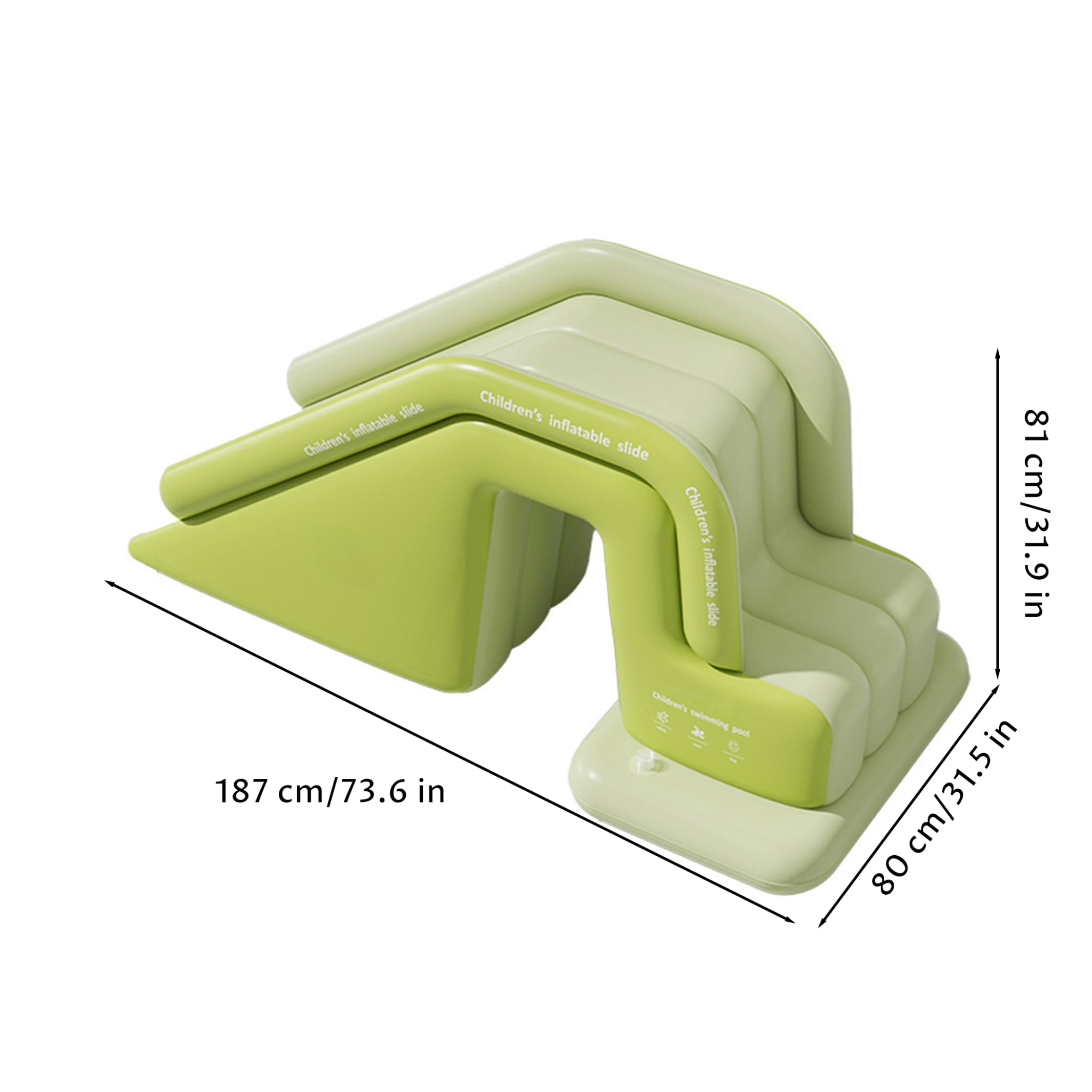 Aufblasbare Poolrutsche PVC-Poolrutsche für Aufstellpools selbstaufblasend 74 x 32 x 32 Zoll