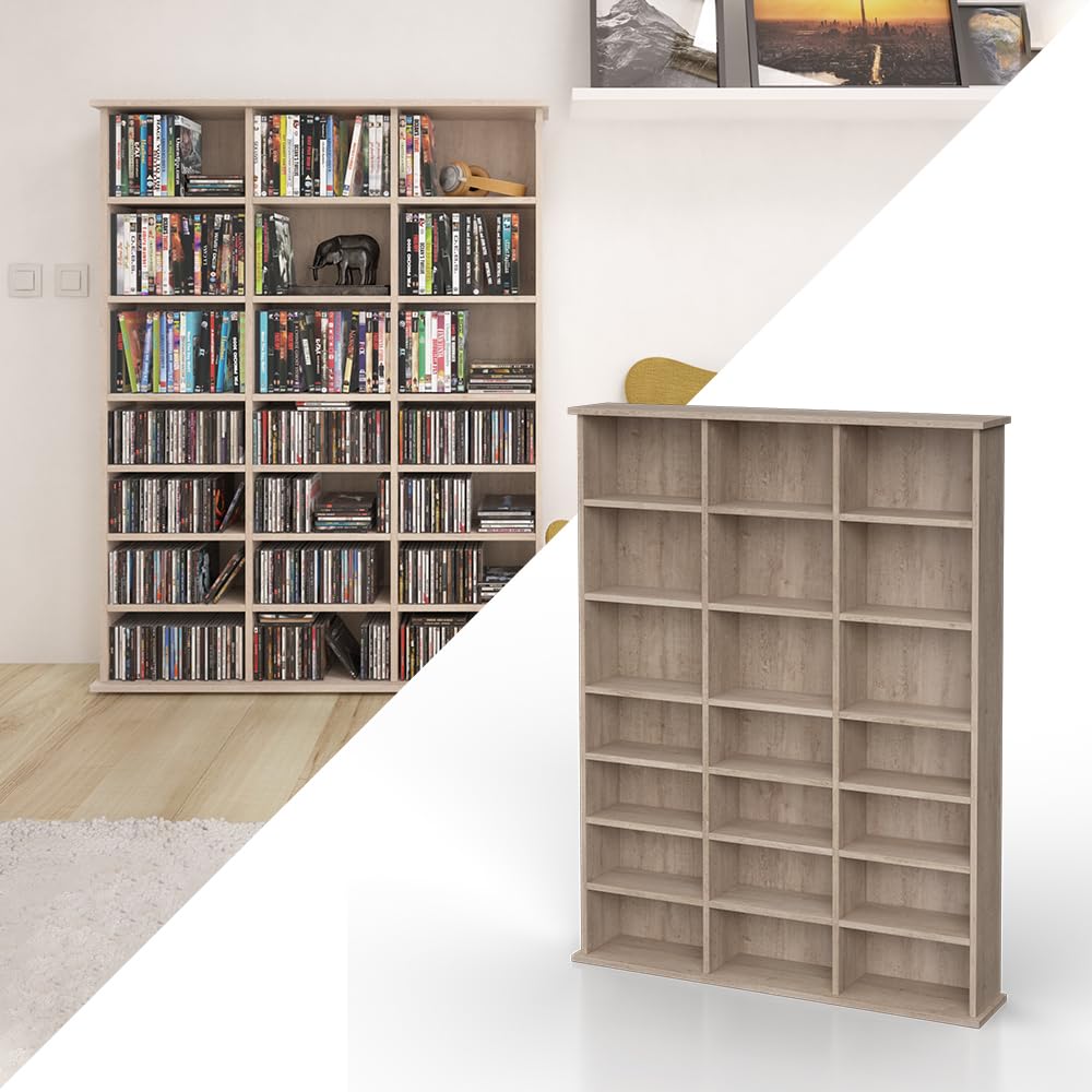 Vicco CD-Regal Jukebox, Blu ray Aufbewahrung, Sonoma, 105 x 136 cm