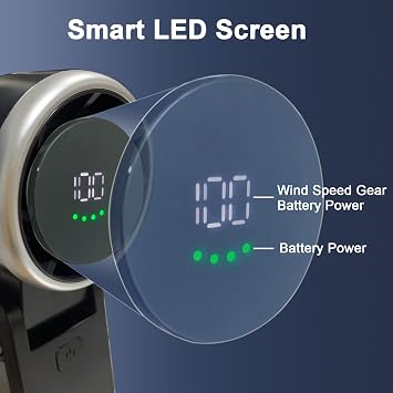 QSPORTPEAK Mini foldable turbo fan,5 High Speeds Adjustable Handheld portable turbo Fan,4000mAh Rechargeable Battery Operated Fan with LED Display,Suitable for Travel/Camping/Outdoor,Black