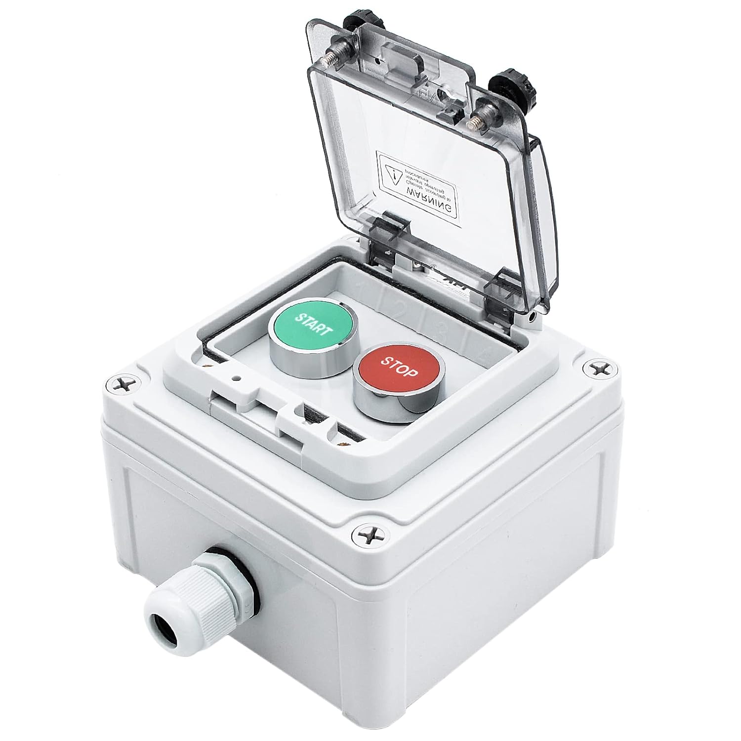IP67 Button Switch Outdoor Waterproof Box 2 Push (Letter) Red and Green Automatic Rest Momentary Button with Protective Cover Anti-misoperationSwitch(AC/DC 6A-110V/3A-240V/2.5A-380V)