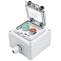 Vista 8 de IP67 Caja Impermeable para Exteriores 2 Botones Pulsadores (Letra) Botón de Parada de Emergencia Botón Pulsador Momentáneo con Cubierta Protectora