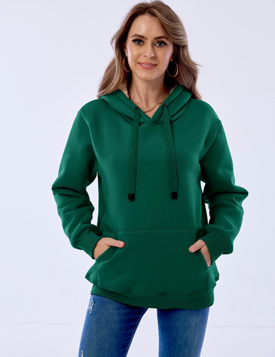 Haellun Womens Casual Winter Warm Fleece Sherpa Lined Pullover Hooded Sweatshirt - Image 5