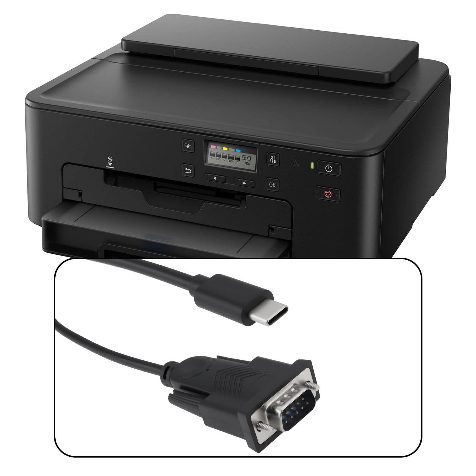 Câble USB C vers RS232 DB9 mâle 1,5 m pour imprimante ordinateur portable