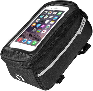 Amazon 自転車トップチューブバッグ フレームバッグ サイクリング用6 2インチまで対応 サドルバッグ スマホホルダー 大容量収納 かんたん装着 自転車用バッグ フロントバッグ Iphone X Iphone 7plus Iphone 8plus Samsung Galaxy S8 など対応 Riarumakoto サドル
