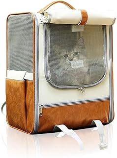 Large Pet Backpack Carrier for Cats and Small Dogs Breathable Mesh Travel Bag with Roll-Up Cover Safety Lock Storage Pocke...