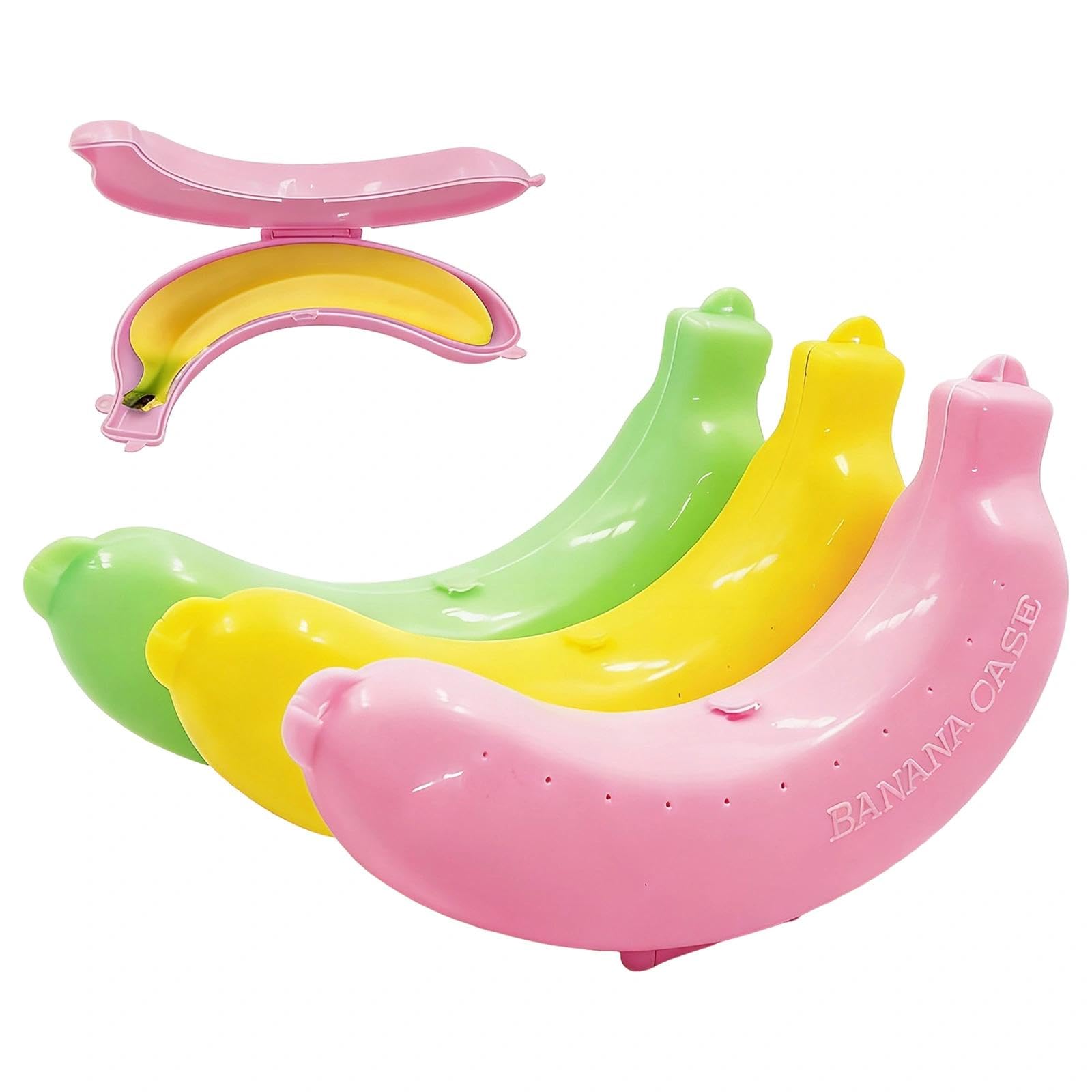 Shiliuzhi Yellow 3 Pcs Big Banana Case 18Cm, Airtight Banana Case Cover, Plastic Bananas Holder, Fruit Container For Lunch Box Outdoor Travel