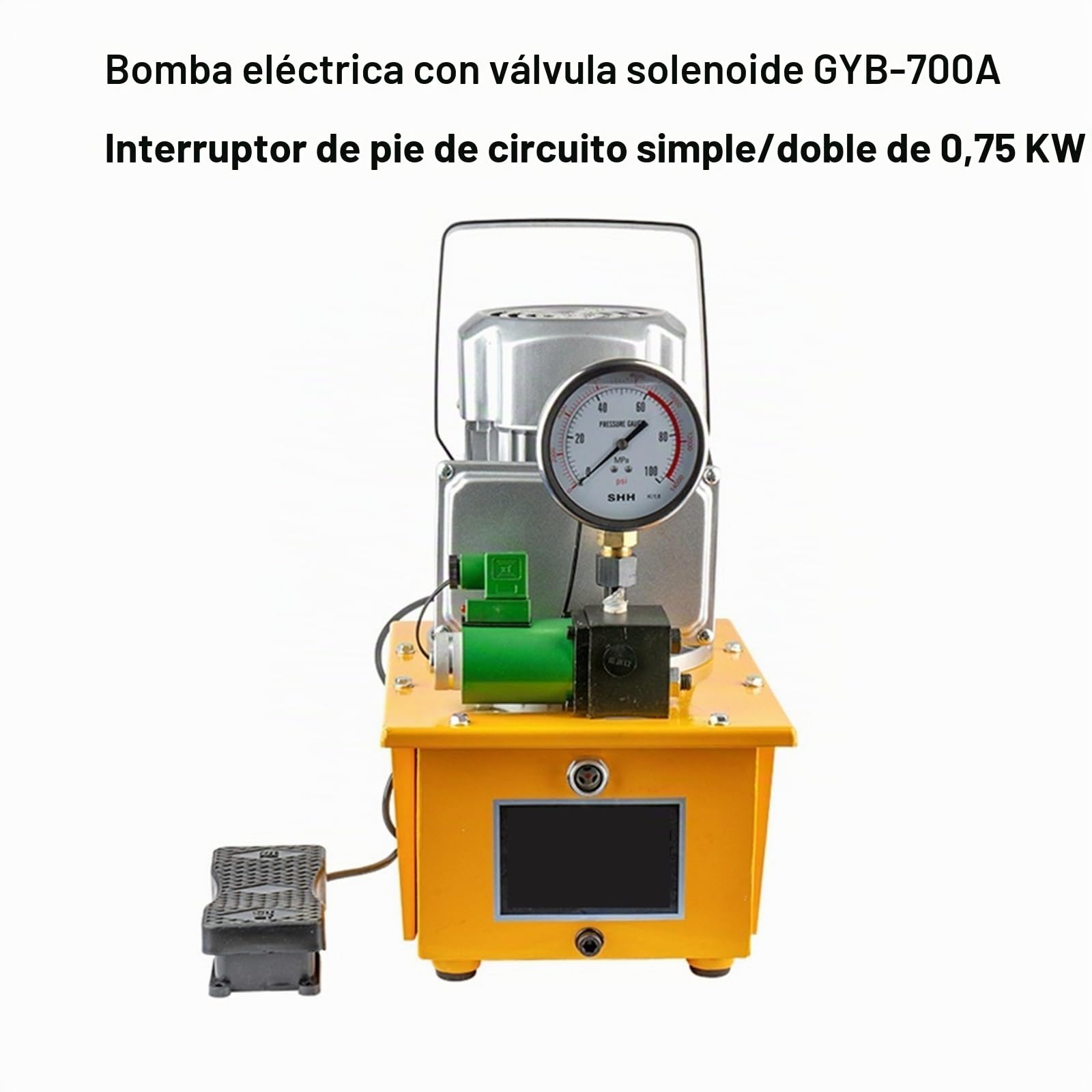 Bomba Eléctrica Hidráulica De 750W, Válvula Solenoide, Bomba De Aceite De Alta Presión De Doble Circuito, Capacidad Del Tanque De Bomba Hidráulica Eléctrica De 7L Fácil de usar, para trabajos en metal