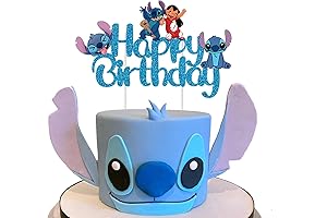 Blue Cartoon Cake Topper Glitter Stitch Cake Decoration
