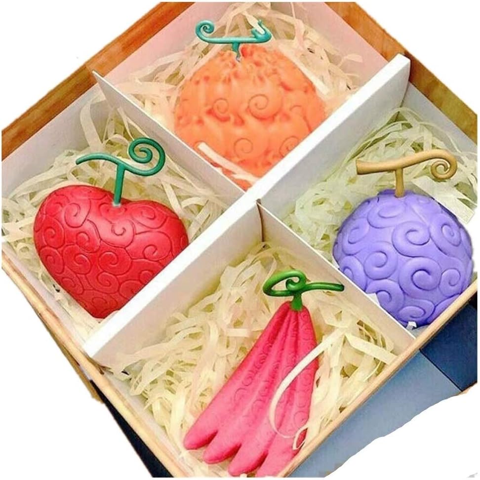 4pcs/Set Anime One Piece Devil Fruit PVC Burning Surgery Black Fruit Model Toy Decoration (B with Box)