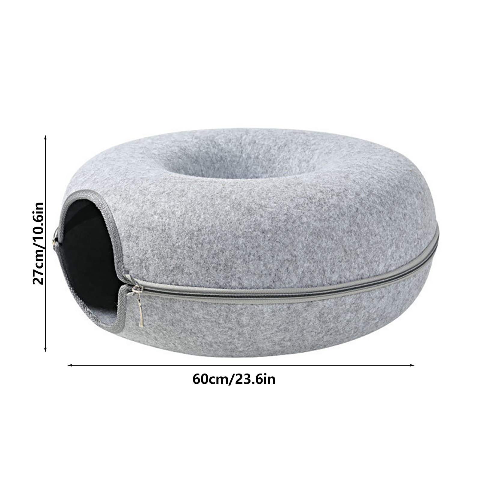 Katzentunnelbett, Katzentunnel für Indoor-Katzen, kratzfestes, abnehmbares, rundes Filz-Katzenrohr-Spielspielzeug mit Guckloch, und waschbares großes Donut-Katzenbett für kleine Haustiere, Kaninchen,