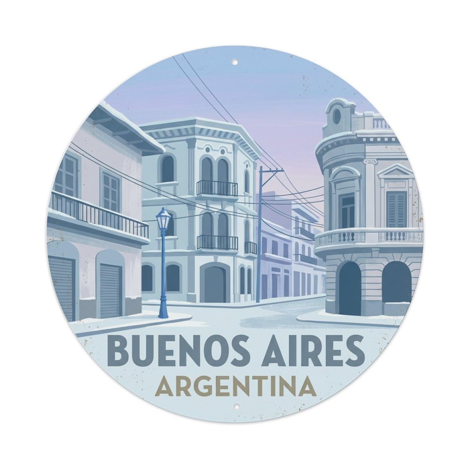 Vintage Travel Buenos Aires Argentina Winter Metal Tin Sign