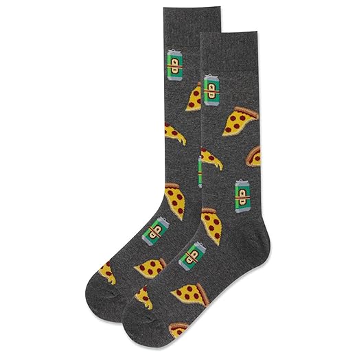 Hot Sox Men's Fun Food and Drink Crew Socks-1 Pair Pack-Cool & Funny Novelty Gifts, Beer and Pretzel (Turquoise), 6-12