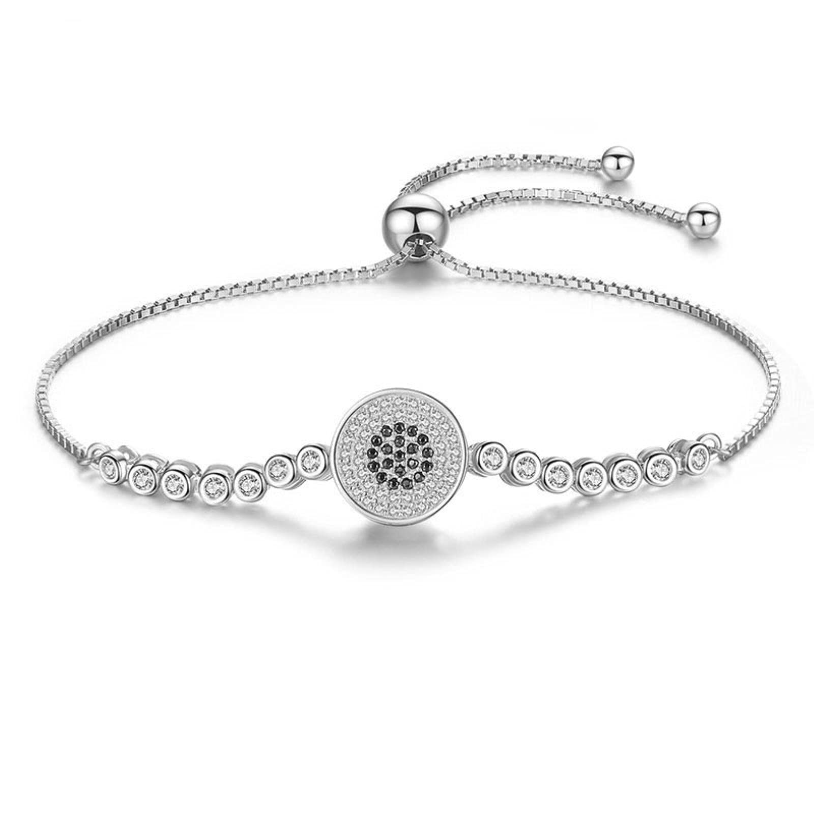 LOKILOKI Pulsera con Dijes De Moda, Joyería De Plata De Ley 925, Pulsera De Mal De Ojo, Pulsera De La Suerte, Pulseras con Circonita Cúbica para Mujer
