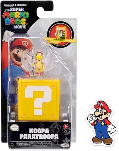 Miniatura 6 de THE SUPER MARIO BROS. MOVIE Mini figura de 1.25 pulgadas con bloque de preguntas con paquete combinado de calcomanías (Mario)
