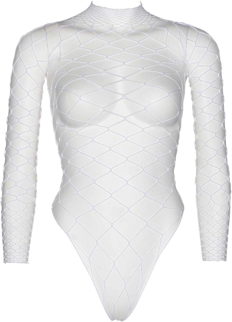 Leg Avenue Fence Fishnet Bodysuit and Panty White