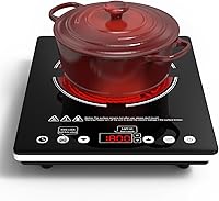 ANHANE 1800W Portable Electric Cooktop Single Burner Infrared Hot Plate 110V Touch Control 9 Levels Child Lock