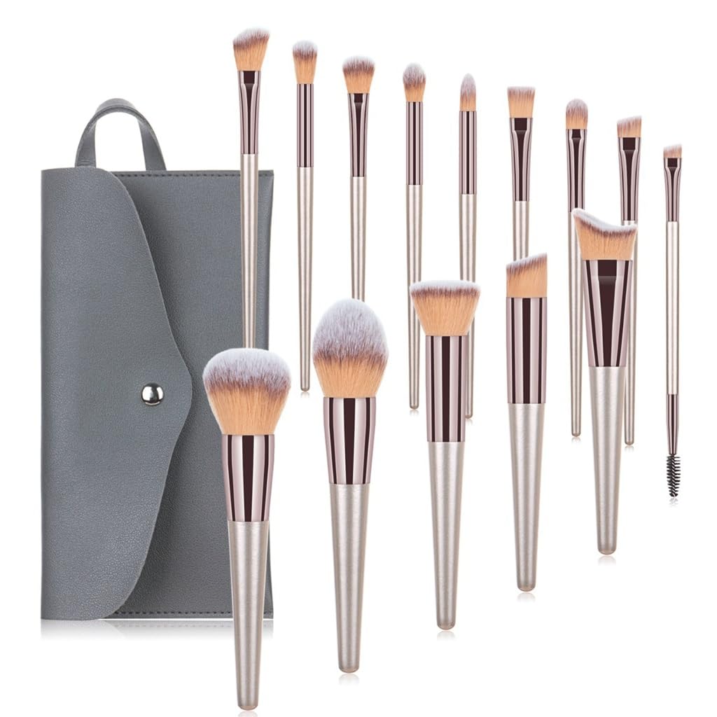 14 Set Di Pennelli For Trucco Color Champagne Oro, For Sopracciglia, For Cipria Sciolta, Strumenti Bellezza