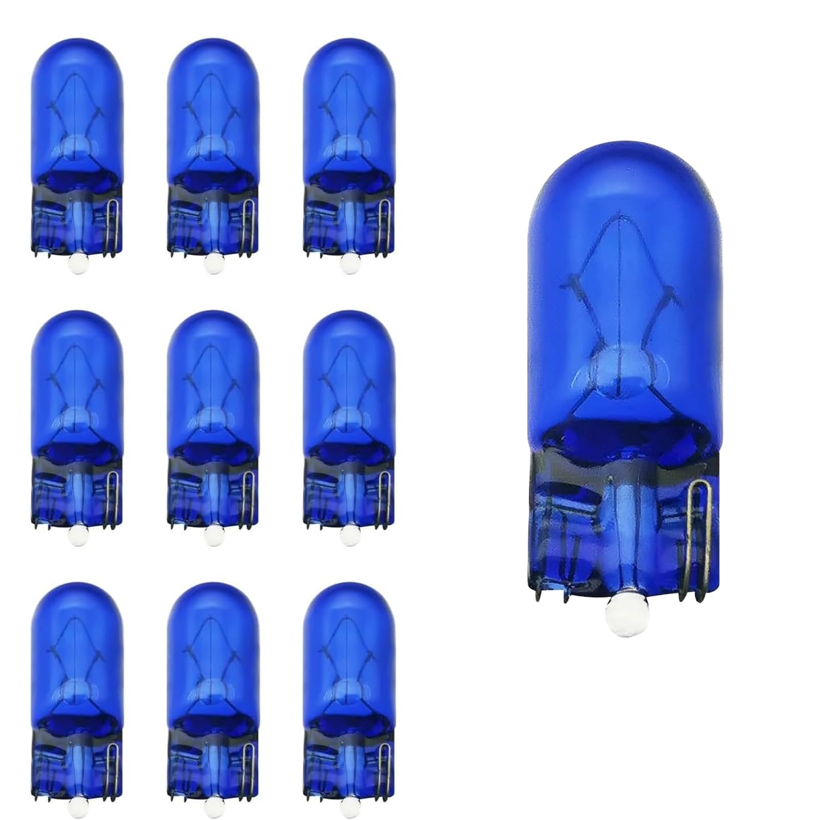 10 sztuk niebieskich lamp postojowych, szklanych żarówek halogenowych T10, niebieskie W5 W, światło postojowe, oświetlenie tablicy rejestracyjnej, oświetlenie tablicy rejestracyjnej, oświetlenie