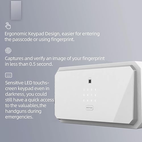 Miniatura 4 de Caja fuerte de contraseña de huellas dactilares, Caja de seguridad con llave,Cajas de seguridad para el hogar,Gabinetes para la oficina,1.45 Cubic