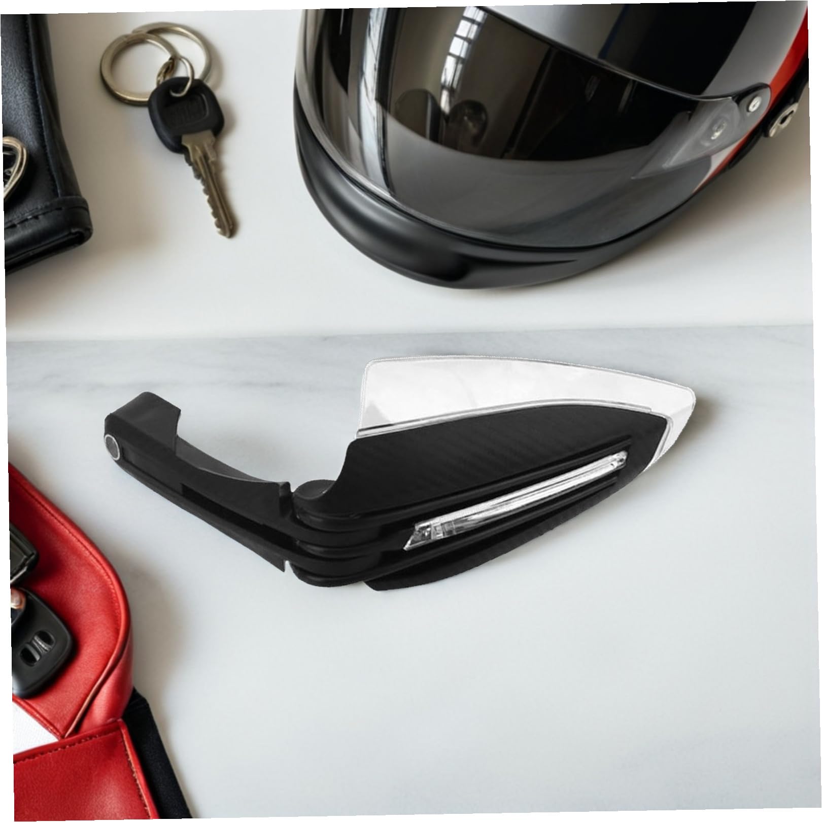 Protector Manos Motocicleta con LED Carcasa Resistente y Acrílica Antiviento Diseño Decorativo con Luz Intermitente para Seguridad Nocturna Accesorio Manillar Moto Cable Negro con