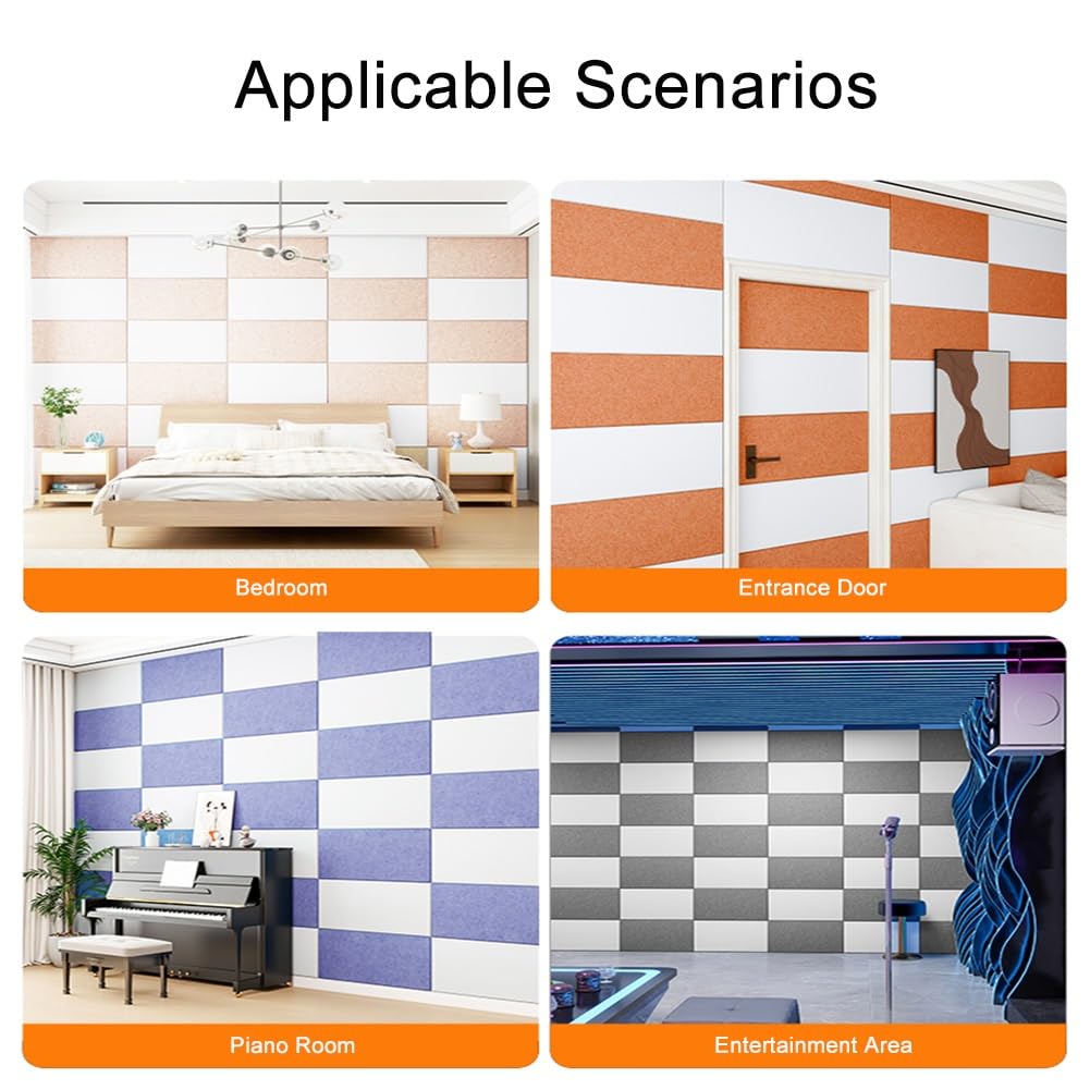 Pannelli Fonoassorbenti Decorativi per Pareti, Pannello Insonorizzante Adesivo con Carta Ruvida, Schiuma Insonorizzazione Stanza Alta Densità, Disponibili più Misure(Beige,40 x 80 cm 5pcs)