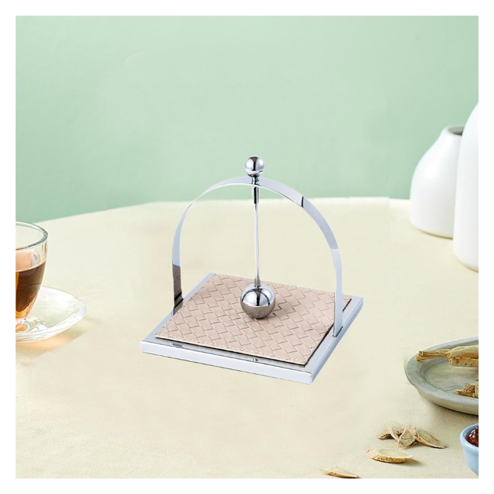 Portafazzoletti Dispenser for tovaglioli, porta asciugamani di carta da pranzo, moderno, con braccio ponderato for tessuto tavolo Arredamento per la casa(Argent)