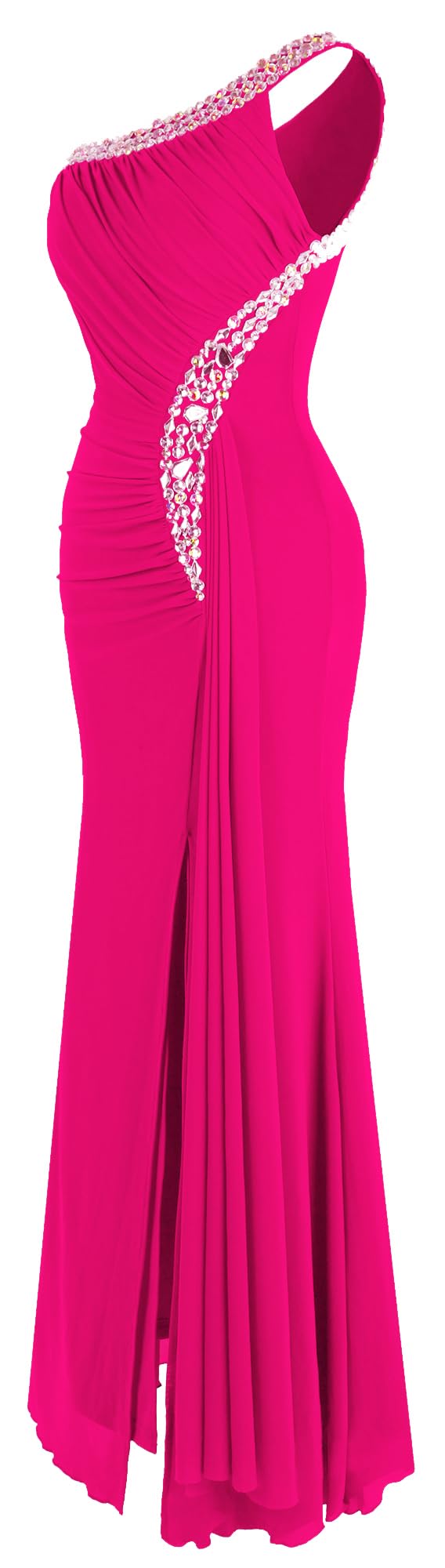 Angel-fashions Da Donna Una Spalla Vestiti da Sera Pieghe