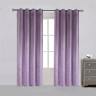 Cherry Home Super Soft Luxury Velvet Lavender Flannel Blackout Curtains Panel Drapes Grommet 52Wx108L inch Purplish Pink,2 Panels - Buy now