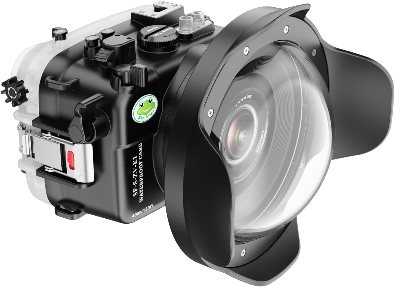 Sea frogs Camera Housing Compatible with Sony ZV-E1 with FE E 10-18mm F/4 OSS Wide Angle Lens,Waterproof IPX8 Rated, 40m/130ft Depth Protection Underwater Camera Case, Ideal for Diving, Surfing
