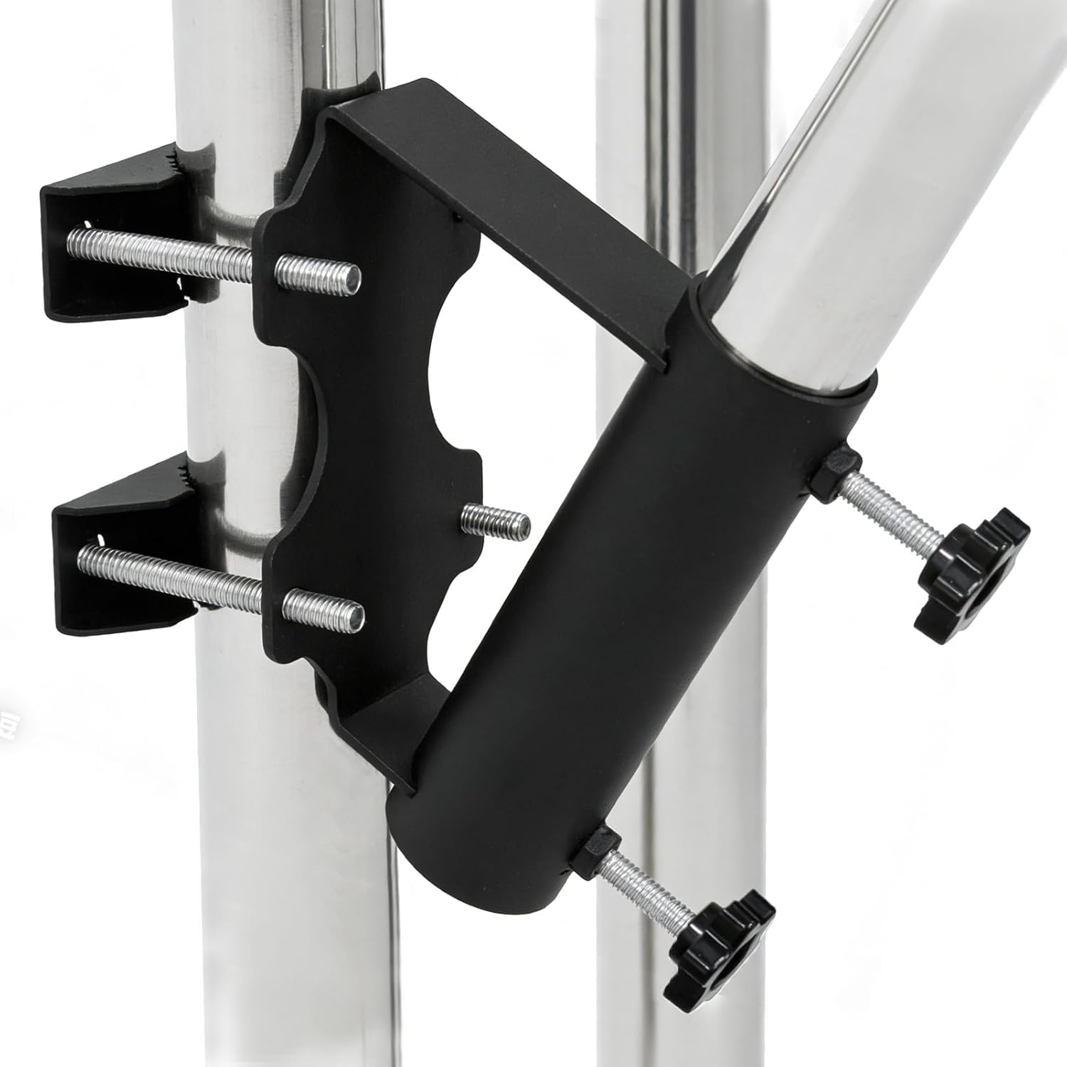 Heavy Duty Flagpole Mount Bracket for Balcony Railing Truck Flag Pole Holder Clamp,Flag Pole Holder Bracket Wall Mounted,Horizontal and Vertical Railings Installation,Strong and Rust Free