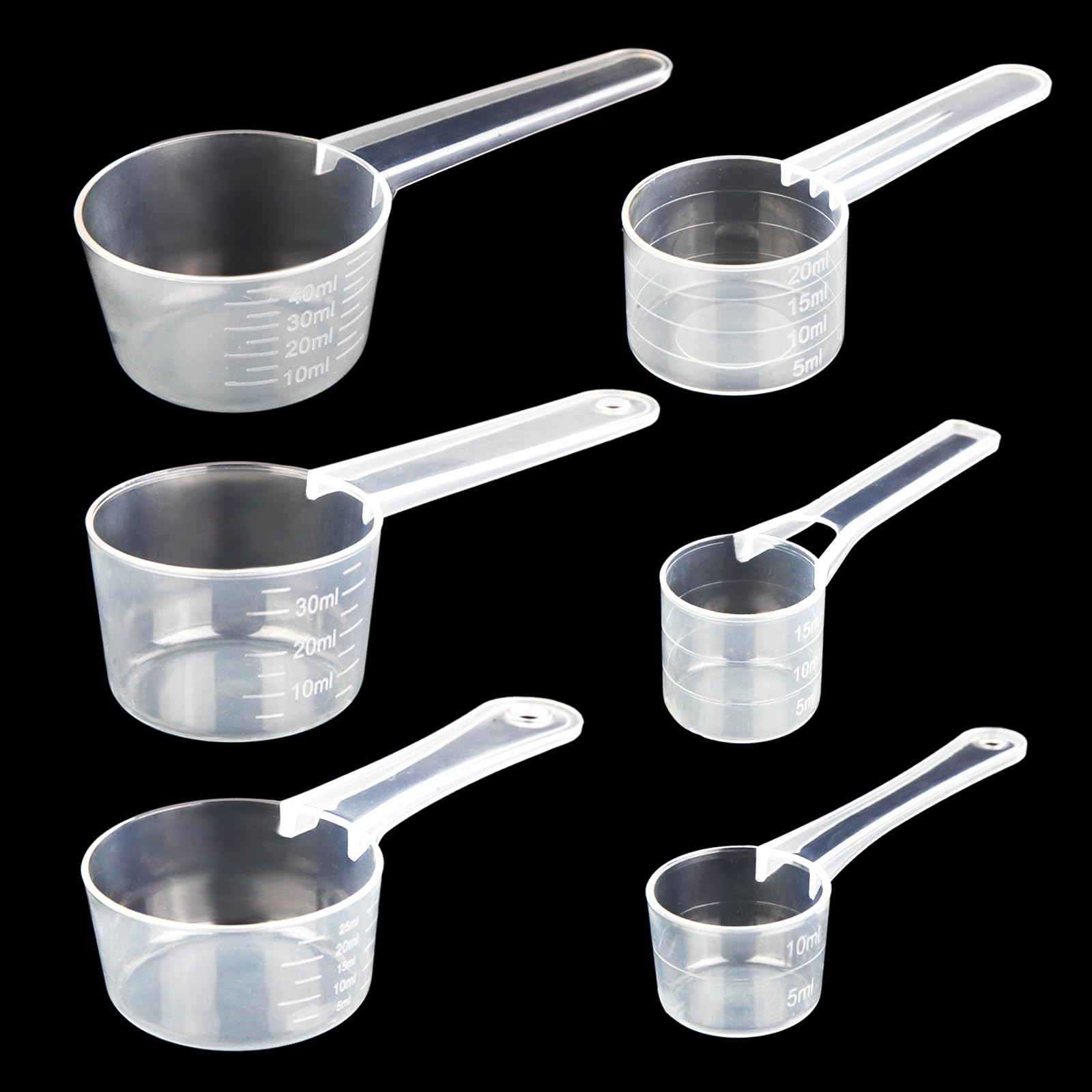 Gelewuld 6 Stück Messlöffel Set, Dosierlöffel 5g, 7.5g, 10g, 15g, 20g, 25g Messlöffel Gramm Transparent mit Skala Scoop für Backen Küche, Dosier-löffel für Kaffee Waschpulver Dosierer Proteinpulver Küche, Haushalt &