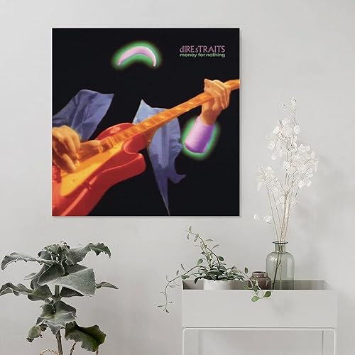 Miniatura 5 de MALOOS Póster de lienzo con texto en inglés Money For Nothing de Dire Straits Money For Nothing, pintura decorativa para pared, sala de estar,