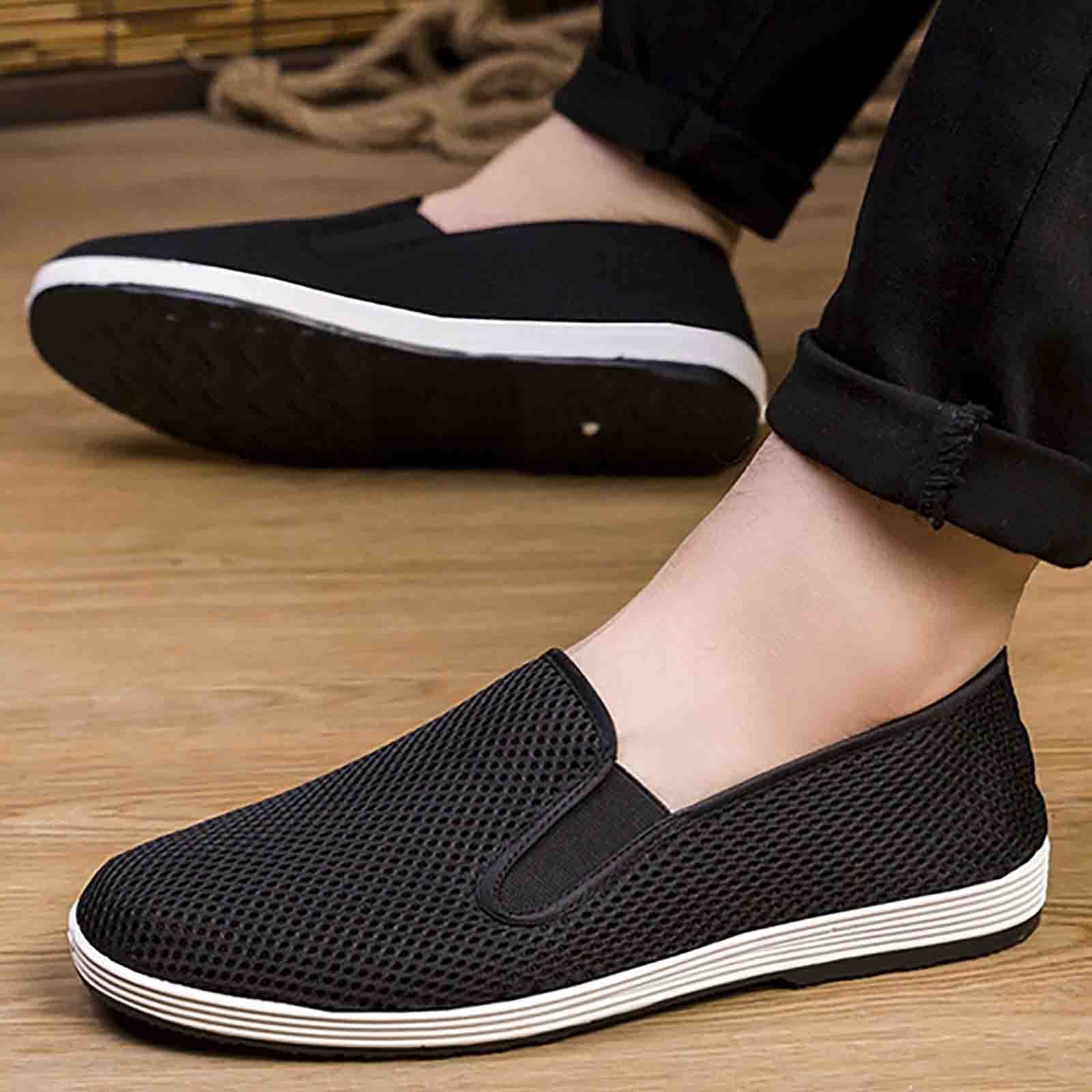 Scarpe Old Beijing da Uomo Kung Fu Suola Gomma Arti Marziali Slip-on Maglia Traspirante Tai Chi Cinese
