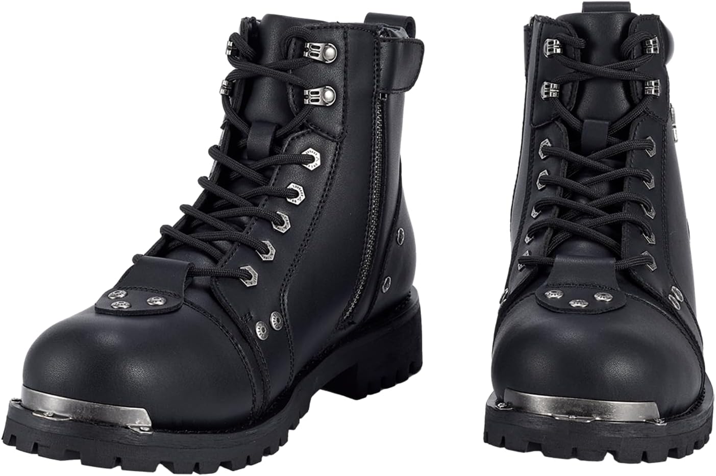 Men's Boot Motorcycle Combat Boot PU Leather Casual Boots Waterproof Ankle Biker Boots with Zipper